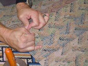 Hand stitched seam